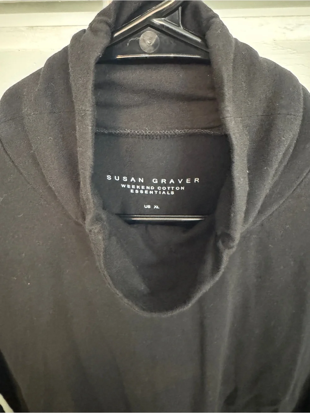 Susan Graver Black Cotton Turtleneck Top Classic casual. Size XL